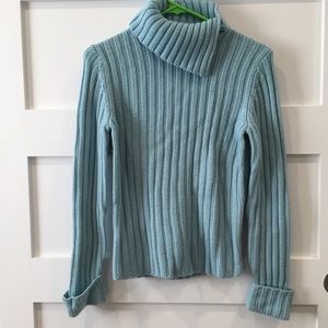 Ann Taylor Light Blue Wool Sweater XS high neck